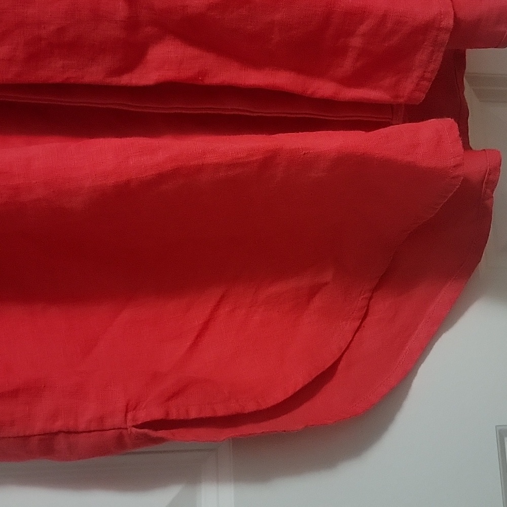 Chicos Linen Midi Shirt Dress With Pockets Size 16 Red Orange New With Tags - Picture 7 of 10